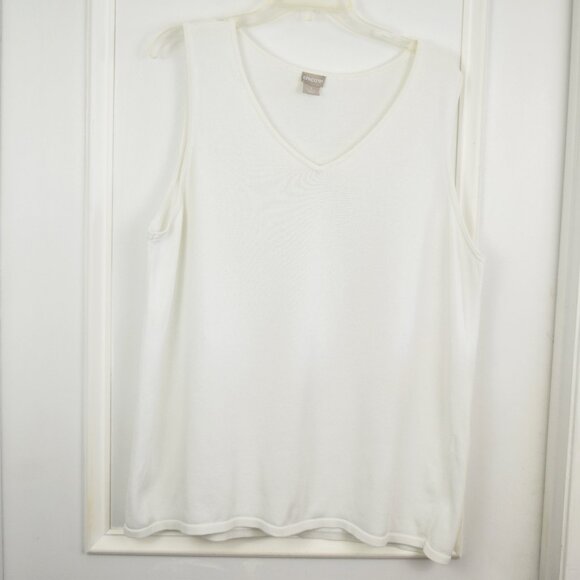 Chicos V Neck Tank Top Women 3 XL Cotton Blend White Essential Basic Relaxed Min - Picture 1 of 8